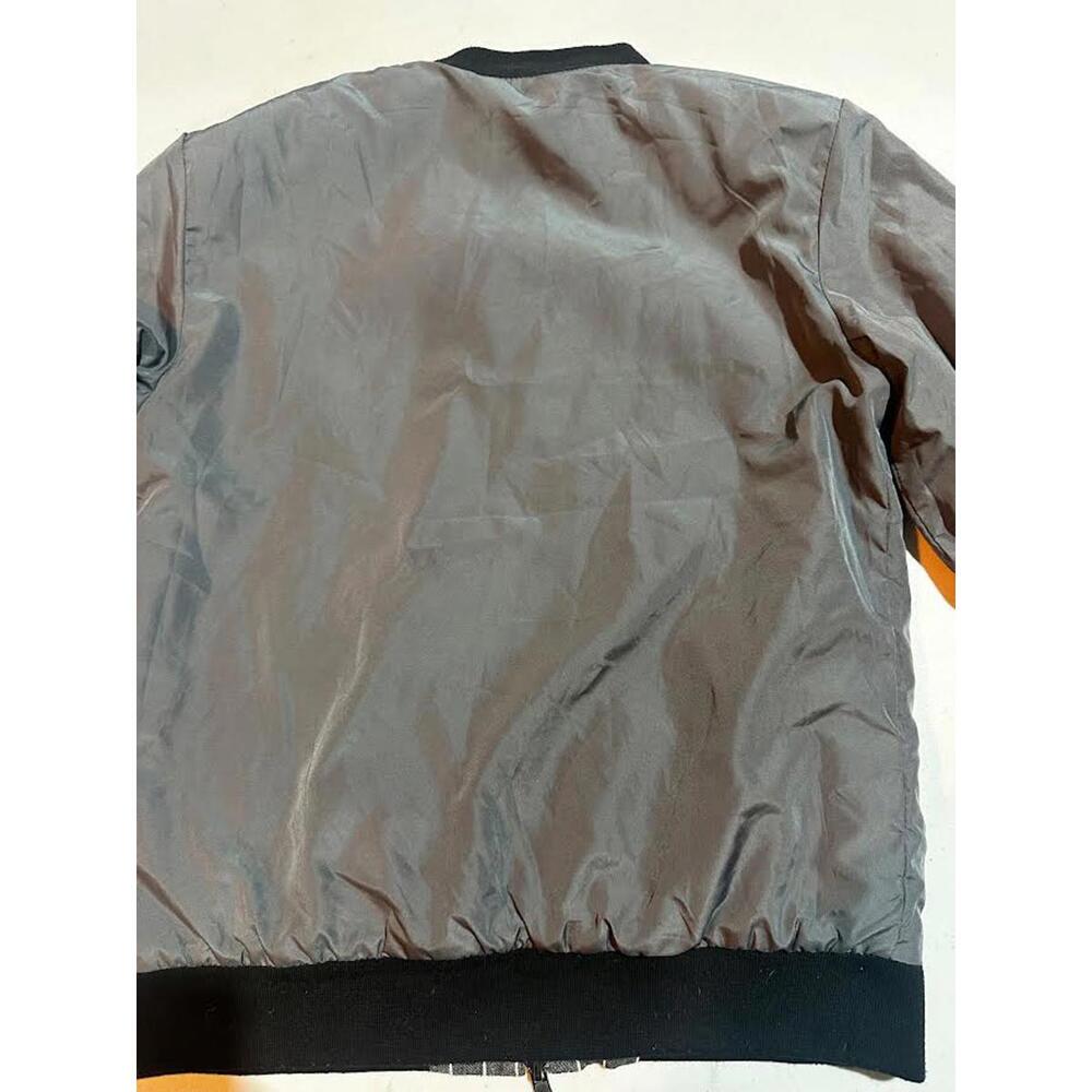 Reversible Windowpane Bomber Jacket Gray Black - image 6